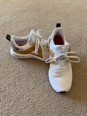 Nike Air Max White and Gold-Accent Shoes